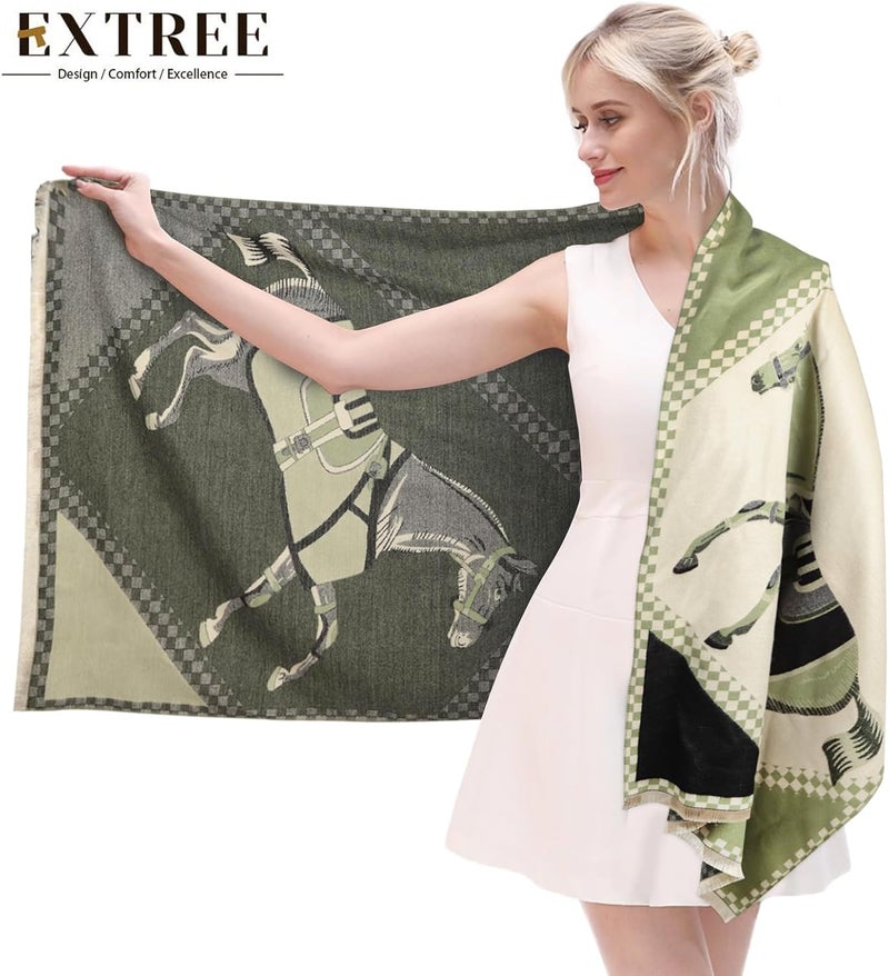 EXTREE Scarfs for Women Pashmina Silky Shawl Wrap for Evening Dressing Blanket Open Front Poncho Cape - Image 5